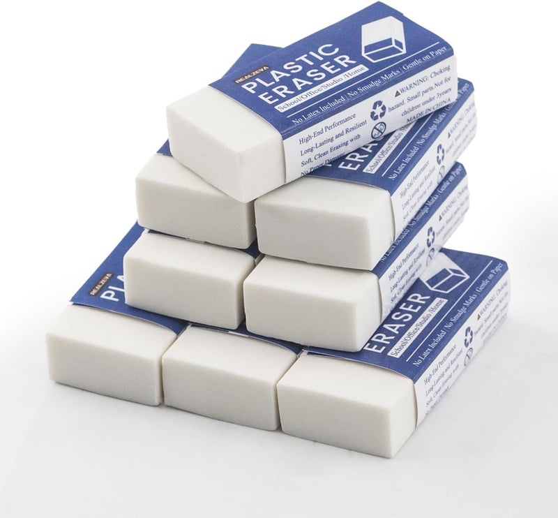 REALZEVA White Eraser, 8-Pack Bulk Erasers for Classroom,White Erasers for School, Classroom Must Haves & Back to School Supplies Eraser, Latex-Free & No Crumbling, Gomas De Borrar Escolares. - Image 1